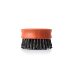 Pearwood Dark Boar Bristles Round Travel Hair / Beard Brush -Taylor Old Bondst J01691540 PearwoodRoundBeardBrushDarkBoarBristles front